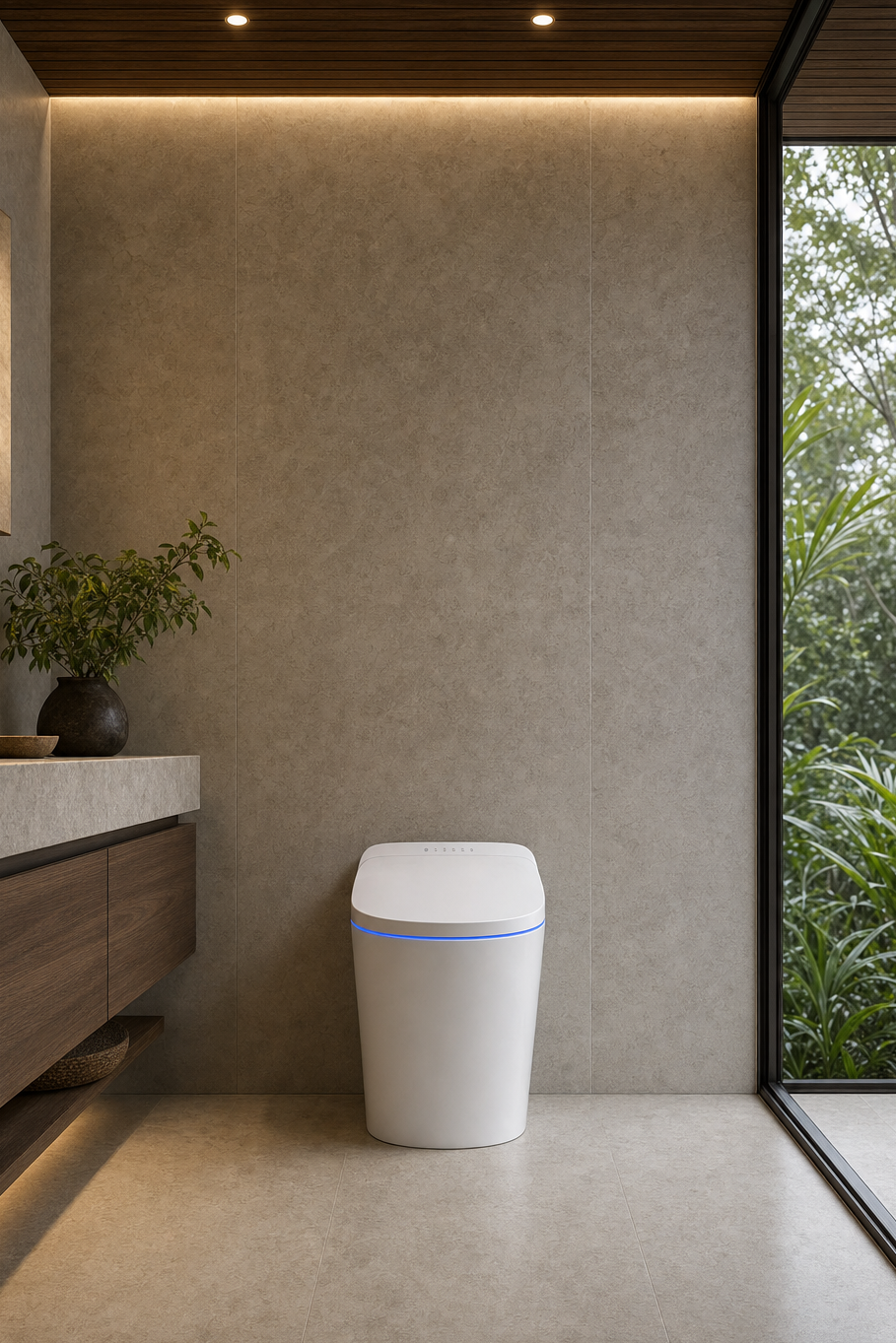A premium Australian bathroom with a smart toilet